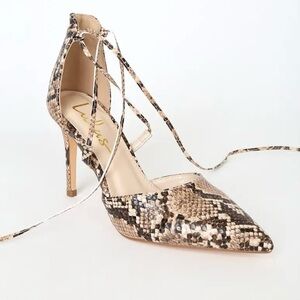 Lulu's Brown Snakeskin Heels with Ankle Straps New In Box